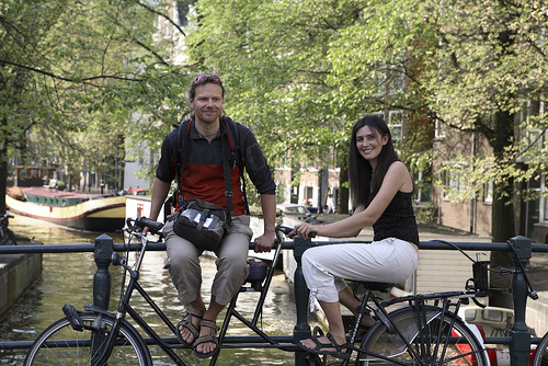 Lounging on a random tandem bike in Amsterdam. Photo by Claire Bloomberg