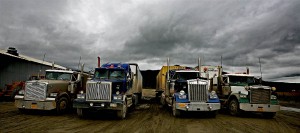 Truck lined up in Coldfoot