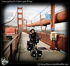Ivana cycling the Golden gate Bridge