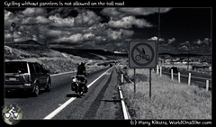 Cycling without panniers is not allowed on the toll road