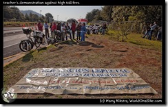 teacher's demonstration against high toll fees