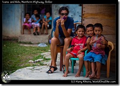 Ivana  and kids, Northern Highway, Belize