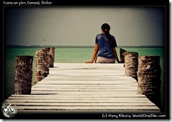 Ivana on pier, Corozal, Belize