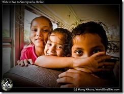 Kids in bus to San Ignacio, Belize