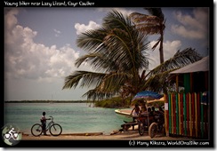 Young biker near Lazy Lizard, Caye Caulker